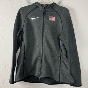 Nike Jacket Coat Hoodie Sweatshirt‎ Pro Elite Team USA Track Grey Olympics Knit